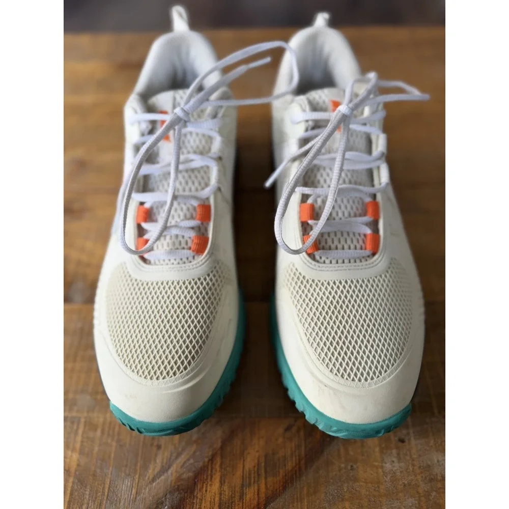 Prince Racquetball /Tennis Shoes Men Size 12 Cream‎ Teal Orange